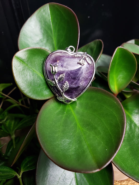 Amethyst Heart Pendant + Heart Pendant + Amethyst Pendant + Pendant + Amethyst